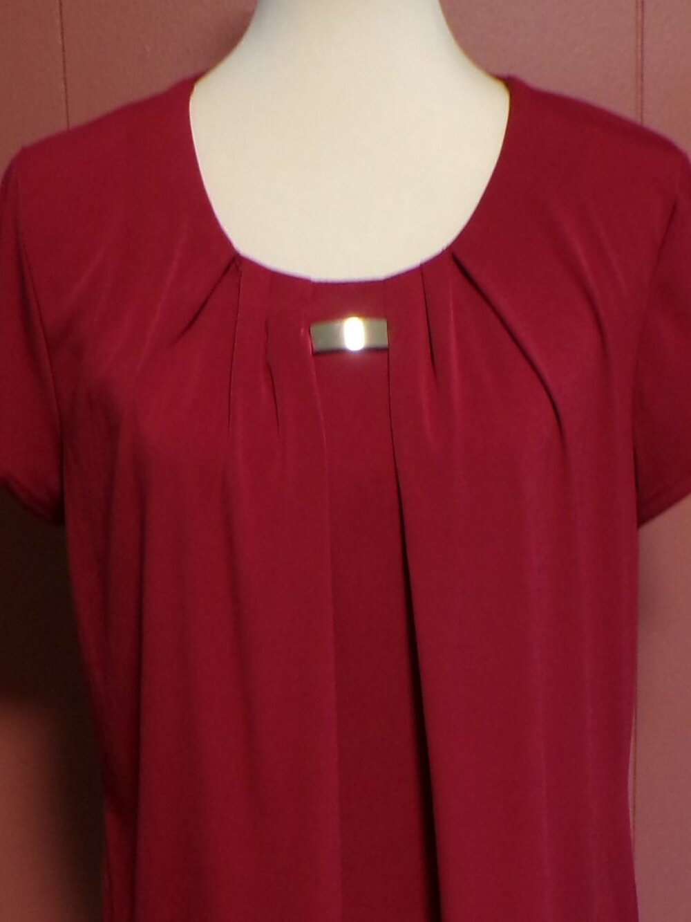 NY Collection Women's Rust/Red Cap Sleeve Pull-Over Blouse - Size XL - Picture 2 of 4